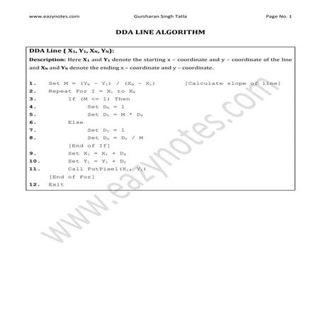 Dda line-algorithm | PDF