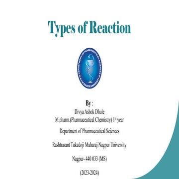 Types of reaction and reaction mechanism