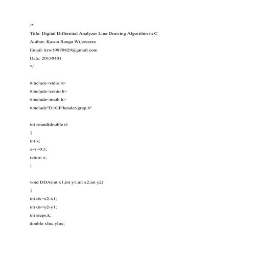 Digital Differential Analyzer Line Drawing Algorithm in C | PDF