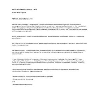 JH Toastmasters Speech Two