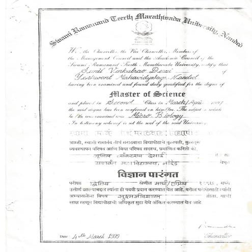 M.Sc degree scan copy | PDF