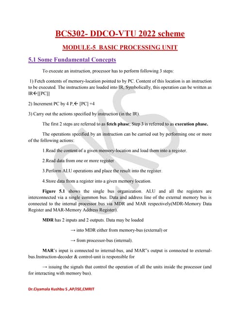 BCS302-DDCO-basic processing unit-Module 5- VTU 2022 scheme-DDCO-pdf
