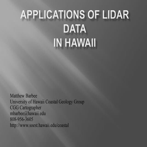 Applications of LIDAR Data