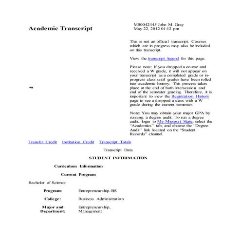 Unofficial Transcript | DOCX