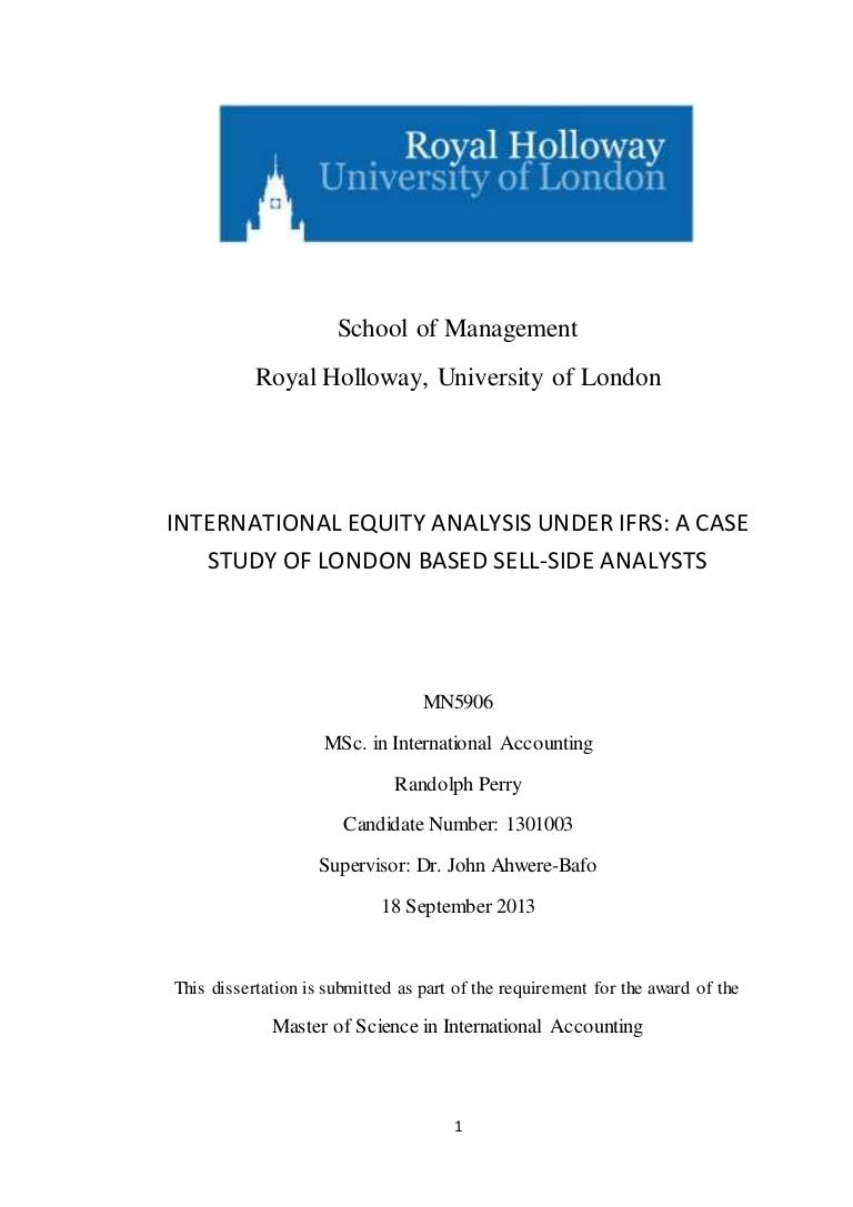 International Equity Analysis Under Ifrsa Case Study Of London Based