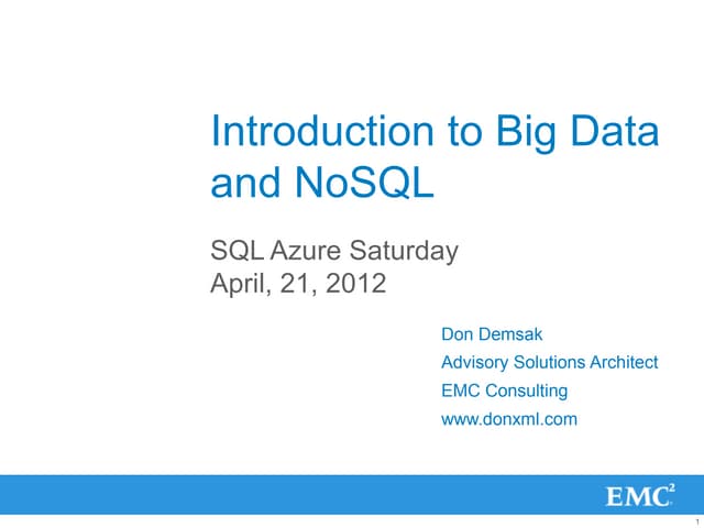 Intro to Big Data and NoSQL