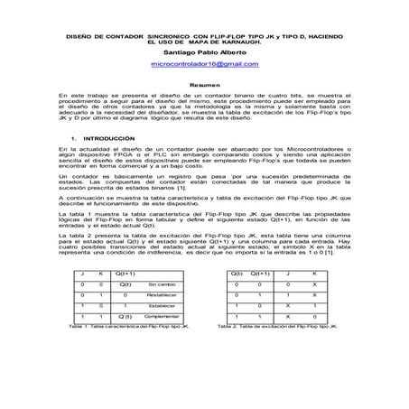 Electrónica digital: Diseño de contador con flip-flop tipo JK y D haciendo de...