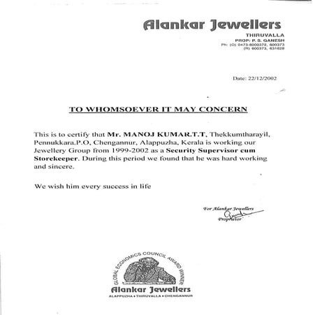 Work experience certificate 2