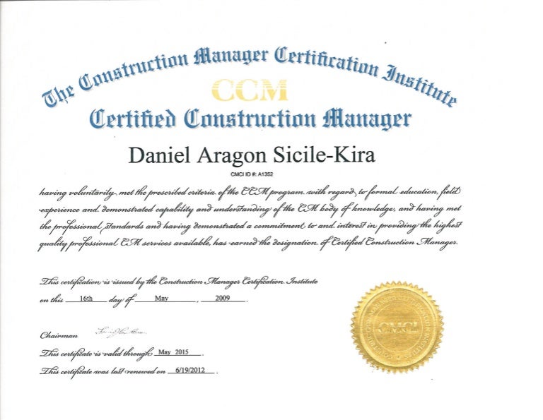 CMCI CCM Certificate