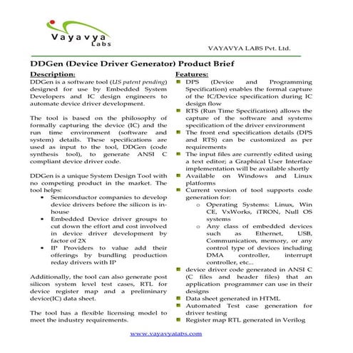 DDGen Product Brief