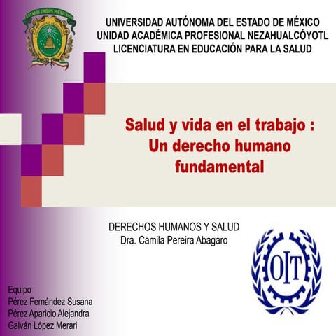 Salud y vida en el trabajo : Un derecho humano fundamental 