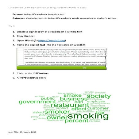 DDL WordSift Activity 6- Identify AWL terms in a text | PDF