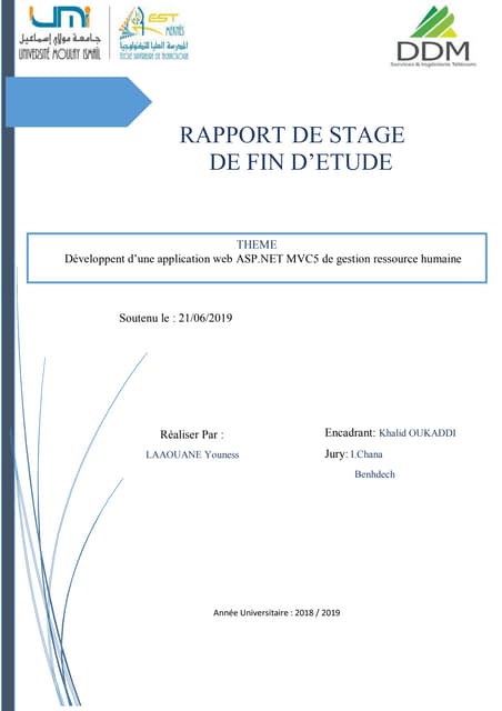 Rapport de stage Application web Gestion RH ASP.NET MVC5