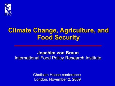 Climate Change, Agriculture, and Food Security