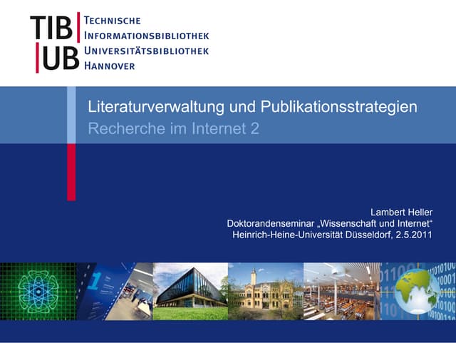 Literaturverwaltung und Publikationsstrategien