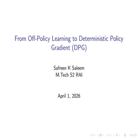 Lecture 9, Reinforcement Learning, Deep Deterministic Policy Gradient | PDF