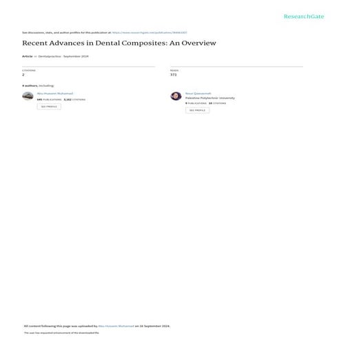 Recent Advances in Dental Composites: An Overview | PDF