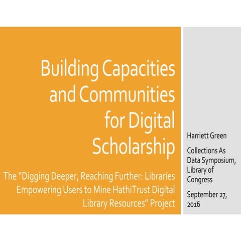 Building Capacities and Communities for Digital Scholarship: The "Digging Dee...