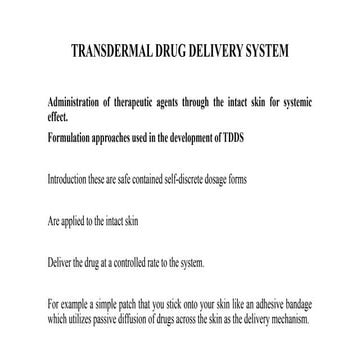 Transdermal drug delivery systems TDDS03