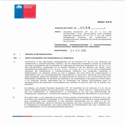 DDU 474, OBRAS LIBERADAS DE PERMISO DE CONSTRUCCIÓN | PDF