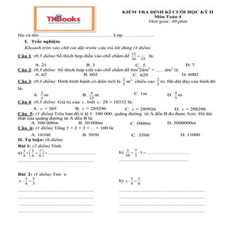 Đề số 1 kiểm tra môn Toán học kỳ 2 ...