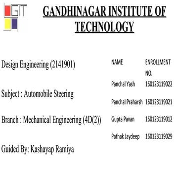 automobile steering design engineering for mechanical 4th sem (degree)