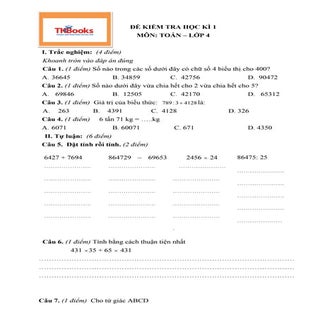 Đề số 2 kiểm tra môn Toán học kỳ 1 ...