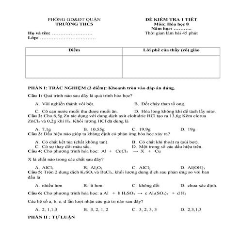 Đề kiểm tra hóa học de 4
