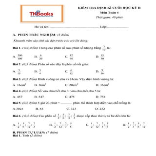 Đề số 6 kiểm tra môn Toán học kỳ 2 ...