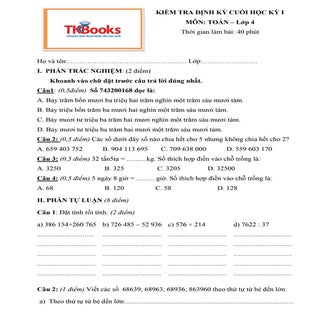 Đề số 8 kiểm tra môn Toán học kỳ 1 ...