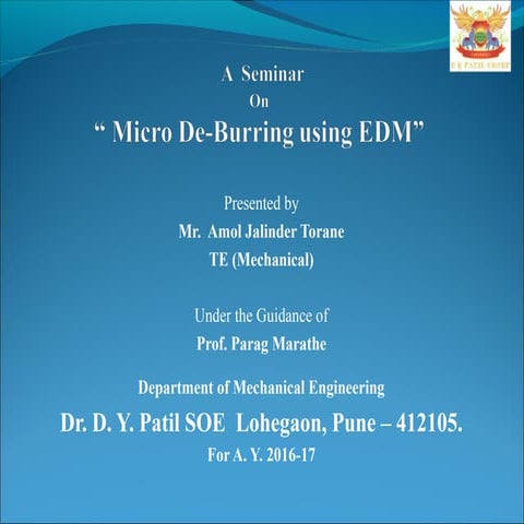 De burring using edm