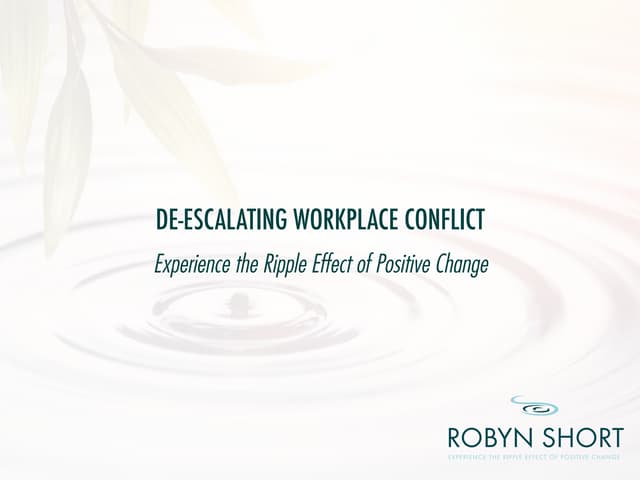 De escalating Workplace Conflict