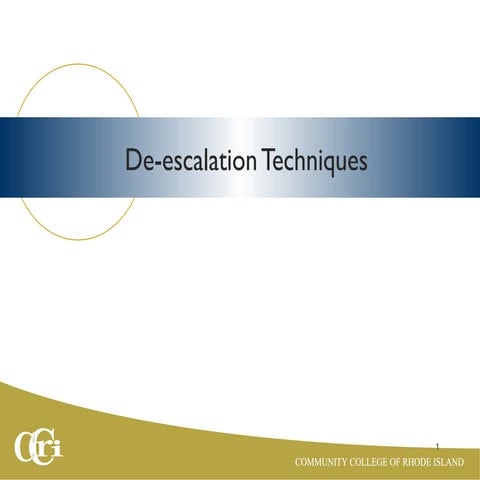 De-escalation Techniques PPT in post conflict