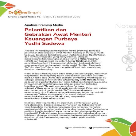 Analisis Framing Media: Pelantikan dan Gebrakan Awal Menteri Keuangan Purbaya...