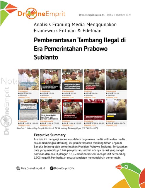 Analisis Framing Media Menggunakan Framework Entman & Edelman Pemberantasan Tambang Ilegal di Era Pemerintahan Prabowo Subianto