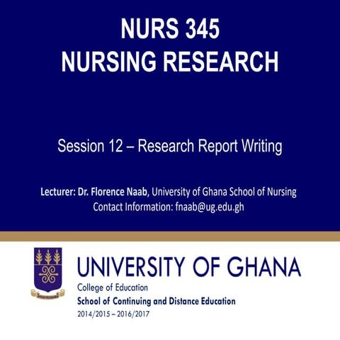 Research report writing in nursing research