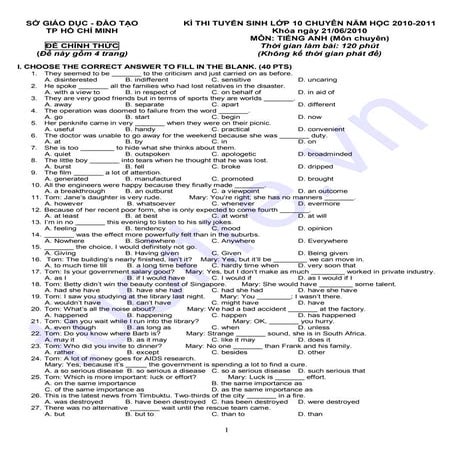 De thi-tieng-anh-chuyen năm 2010