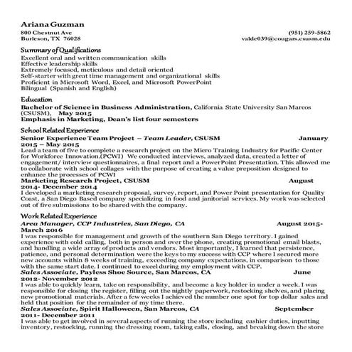 Ariana Guzman's Resume 2016
