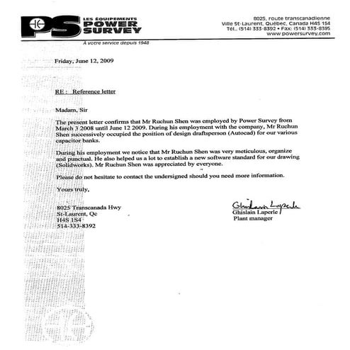 REFERENCE From POWER SURVEY