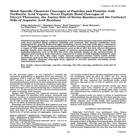 Bond-Specific Chemical Cleavages of Peptides & Proteins with Perfluoric Acid ...