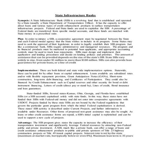 State Infrastructure Banks