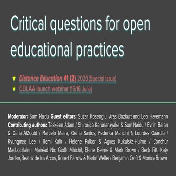 Critical questions for OEP 