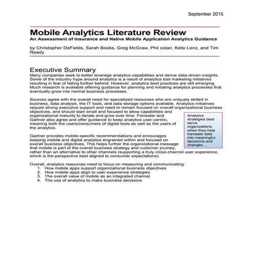 Mobile Analytics Literature Review