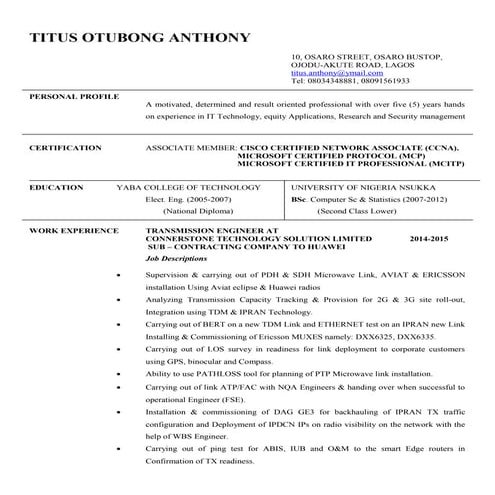 MY RESUME ANTHONY