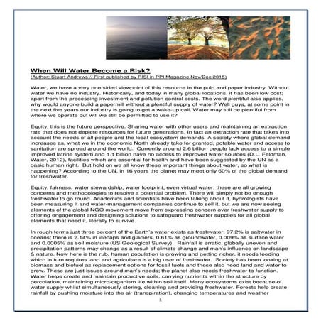 ANDREWS S 2015 Water Risk publ RISI Dec 2015 SA
