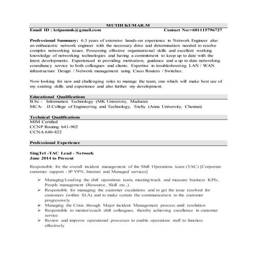 MUTHUKUMAR Updated Resume