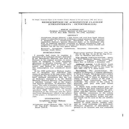 1985 -- Alderslade_Acrophyton_claviger