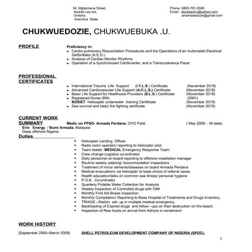 RESUME - CHUKWUEBEUKA CHUKWUEDOZIE U