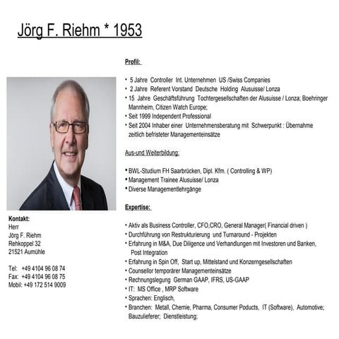 Profil Joerg F Riehm | PPT