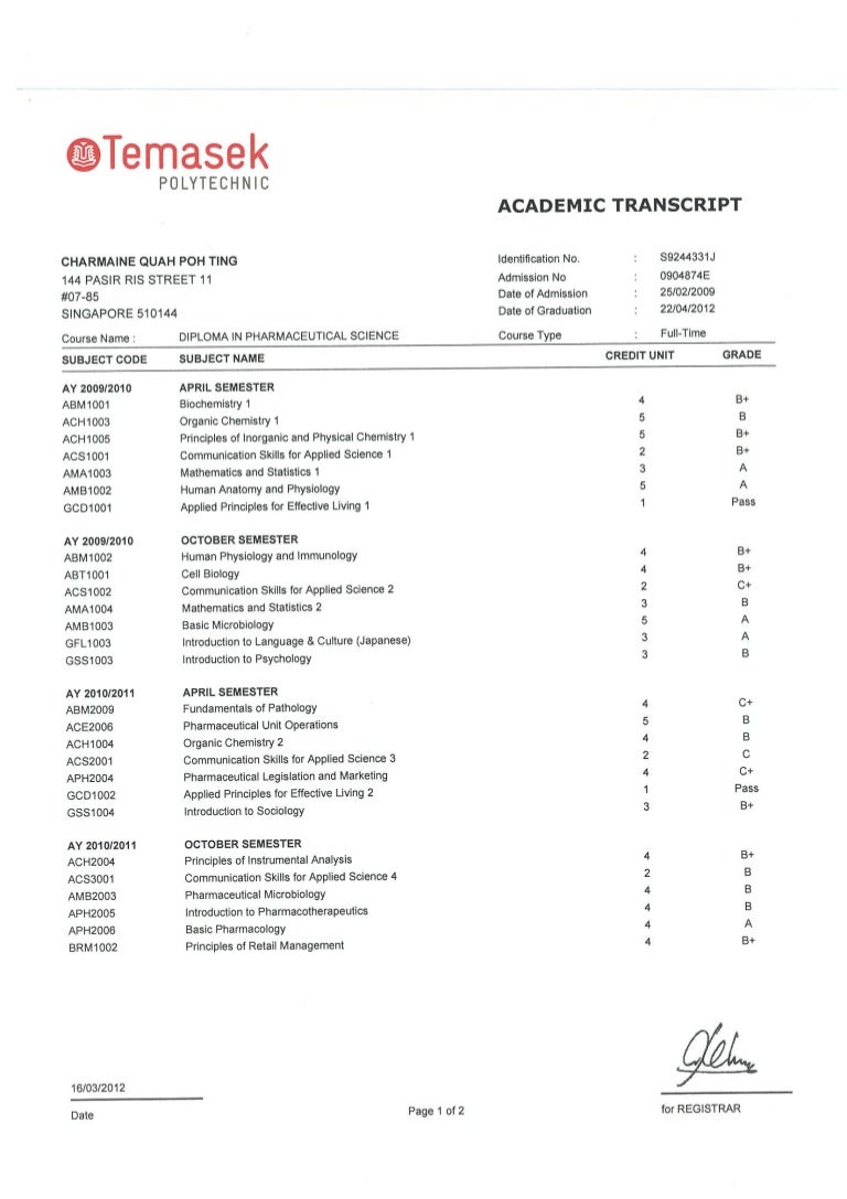 Diploma academic transcript